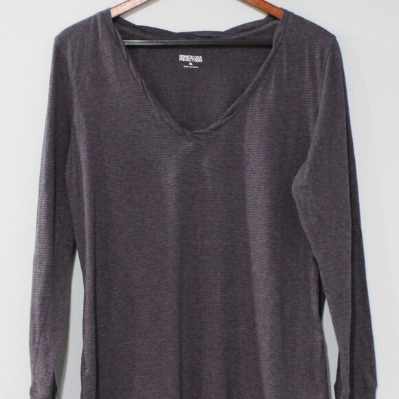 Kenneth Cole Reaction Women's XL V-Neck Long Sleeve Pullover w/ Purple Stripes - Picture 1 of 13